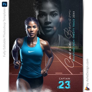 Photoshop Track Poster Vorlagen, Sportfotografie-Vorlagen, PSD Hintergrund, Resize für Senior Night Banners, Reflection Track