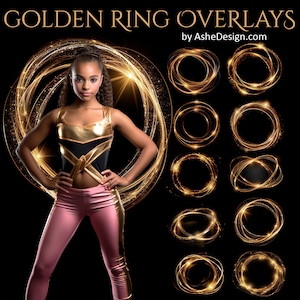 Golden Ring Photoshop Overlays, Maternity Photoshoot Session Light Spot Circles Photography Overlays, PNG Photo Overlays