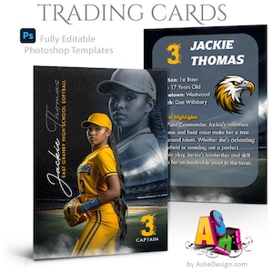Modelos do Photoshop | Cartões de Trader Esportivo | Softball de reflexão | Modelos de cromos personalizados personalizados | Cartões colecionáveis da equipe | 2,5x3,5
