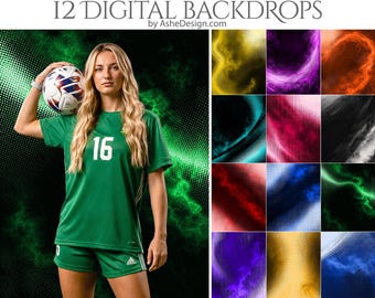 Halftone Digital Backdrops, Sports Photography Backgrounds, Neon Portrait Backdrops, Athlete Portraits, Colored Halftone