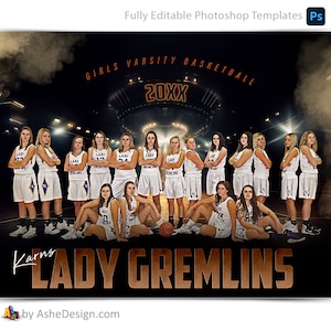 Modelos de pôster de basquete em Photoshop, modelos de fotografia esportiva em PSD, redimensionamento para banners noturnos para idosos, time de basquete com luzes de estádio