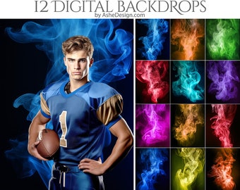 12 Colors of Smoke Digital Photography Backdrops, Photoshop Overlays, Studio Backdrops For Photographers, Sports & Senior Backdrops