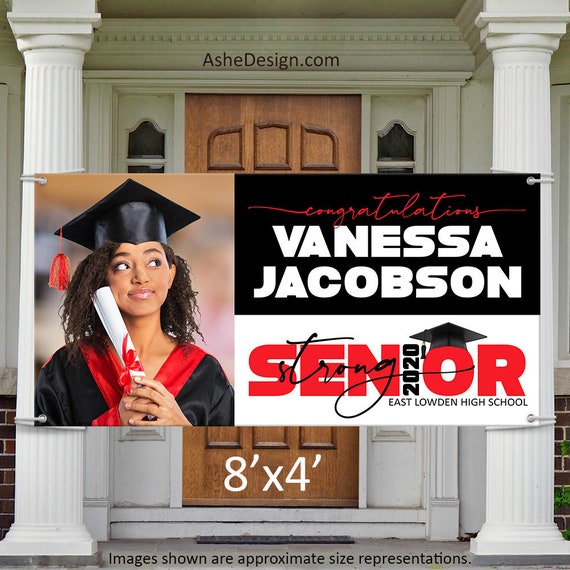 Graduation Door Banner, Photo Banner Class of 2020, Senior Photo Yard Banner, Grad Photo Door Banner, 2020 Senior Strong Banner Wide
