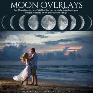 Designer Gems - MOON OVERLAYS - (9) Photoshop .png files - Photography Overlays For Your Photos and Quick Pages.