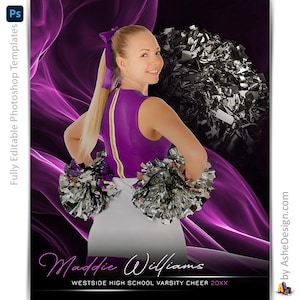 Modèles d'affiches Photoshop Cheer, Modèles PSD pour photographies de sport, Redimensionnement pour bannières de soirée seniors, Couleur vague Cheer