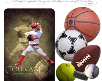 Photoshop Design | Sports Photo Overlays | SPORTS BALLS | (6) Digital .PNG Files for Sports Photography & Quick Pages.