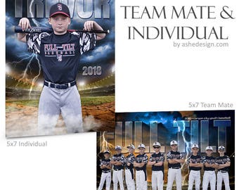 Photoshop Templates | Team Mates & Individual | Sports Collages |  5x7 | Breaking Ground BB/SB - (2) Digital Files, Sports Photography