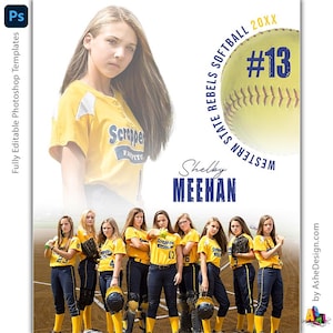 Softball Memory Mates - Photoshop Vorlagen für Sportteams und Einzelne - Sportfotografie Vorlagen - Rund um Softball