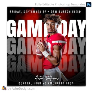 Plantillas de Photoshop para redes sociales para días de juego para equipos e individuos: descarga instantánea - Triple Threat