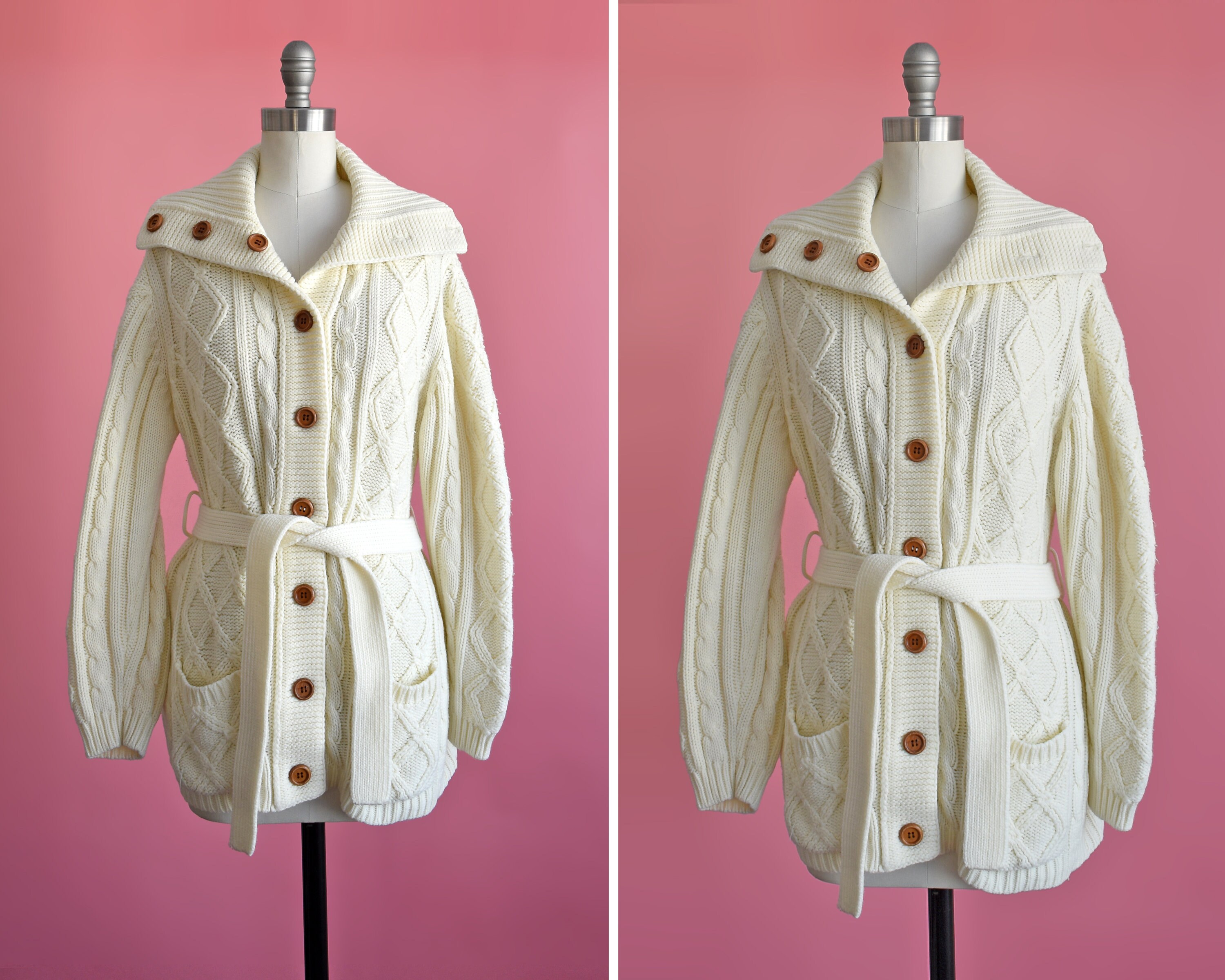 Vintage 70s GIMBELS Shawlneck cardigan sweater.Fair Isle