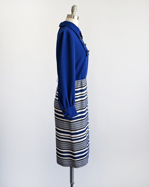 Vintage 1960s Blue Striped Mod Scooter Dress, sma… - image 3
