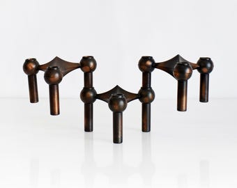 Vintage Modular Stoff Nagel Candle Holders - set of three