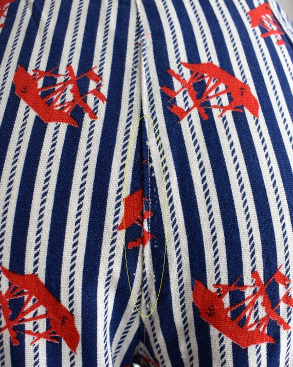 Vintage 1960s Blue & White Striped Nautical Short… - image 10