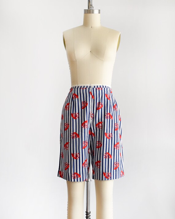 Vintage 1960s Blue & White Striped Nautical Short… - image 3