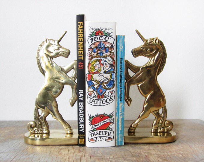 Brass Unicorn Bookends / Vintage Brass Bookends Etsy