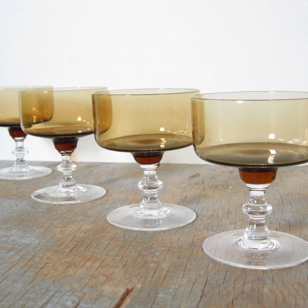 vintage 60s cocktail glasses sepia champagne set of 4
