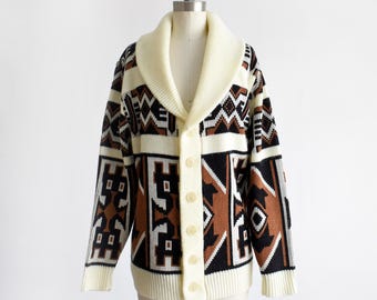 Vintage 1970s Southwestern Boho Hippie Cardigan, small to medium