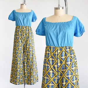 Vintage 1970er Jahre Jumpsuit mit weitem Bein - Blumenmuster - Mittel bis Groß