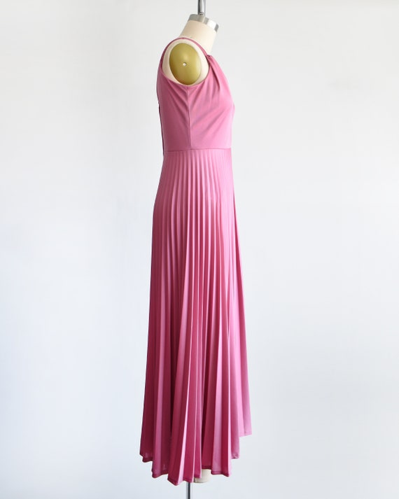 70s Dusty Pink Disco Maxi Dress, Vintage 1970s Gr… - image 3