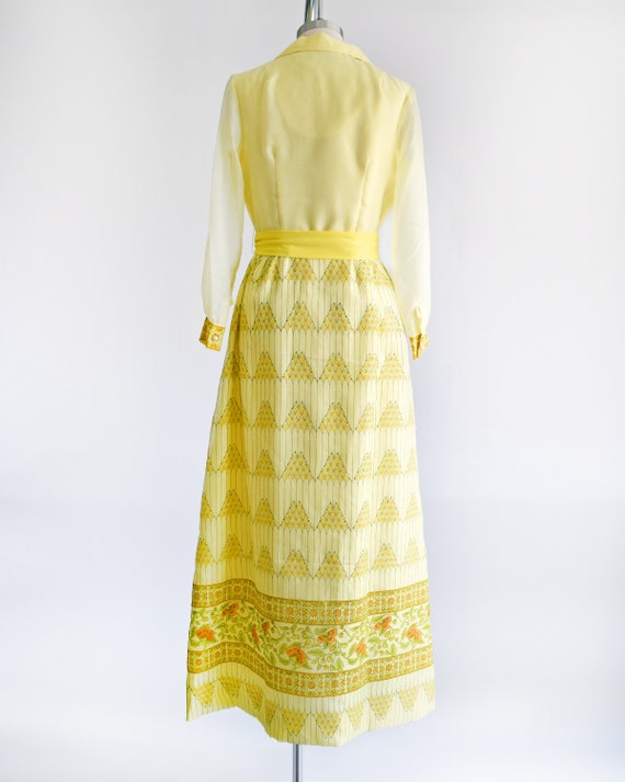 70s Alfred Shaheen Maxi Dress, Vintage 1970s Yell… - image 4