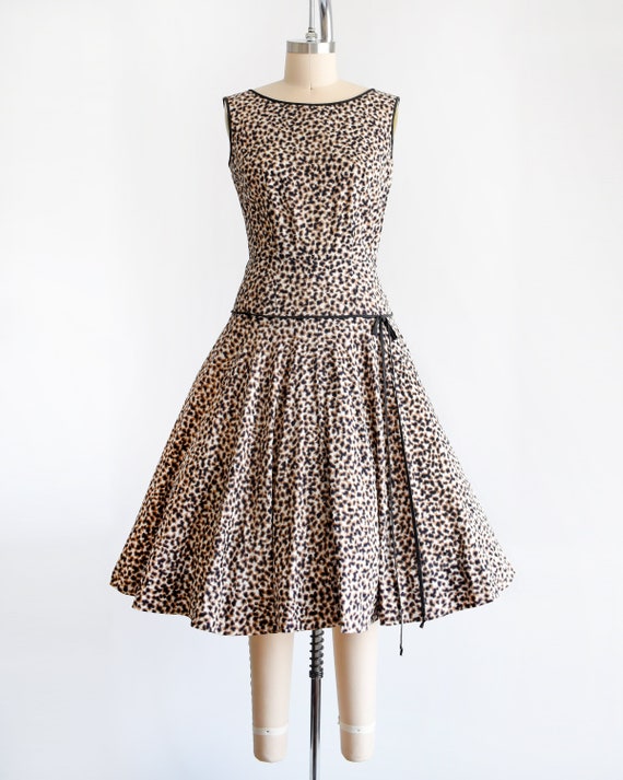 50s Leopard Print Dress, Vintage 1950s Animal Pri… - image 2