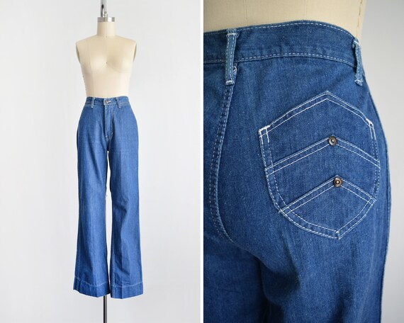 Vintage 70s Jeans, 1970s Straight Wide Leg Denim J