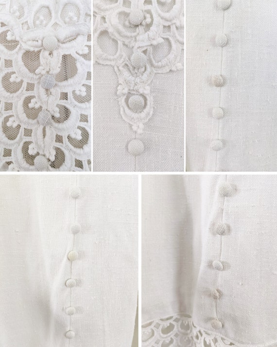 60s Wedding Dress, Vintage 1960s Linen & Lace Wed… - image 8