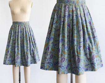 Jupe florale cachemire années 50, petite/petite moyenne