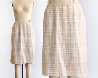 80s/90s Pink Plaid Wool Skirt, 3x/4x