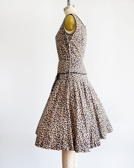 50s Leopard Print Dress, Vintage 1950s Animal Pri… - image 4