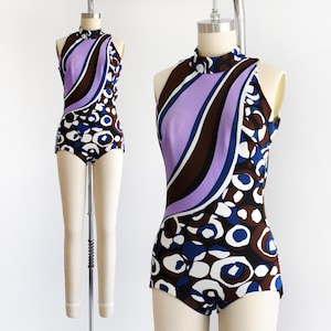 60s Psychedelic Jantzen Swimsuit, Vintage 1960s Mod One Piece Swimwear,  small