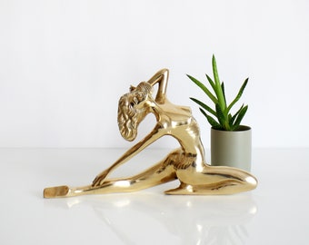 Vintage Brass Nude Woman, Reclining Woman Figurine