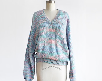 Vintage 1980s Pastel Space Dye Slouchy Sweater, medium