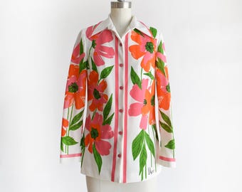 Vintage 1970s Floral Vera Blouse, small