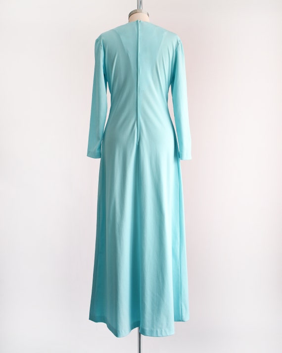 70s Blue Rhinestone Maxi Dress, Vintage 1970s Plu… - image 5