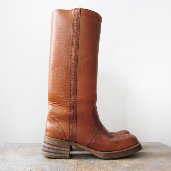 70s campus boots / 1970s riding boots / 8
