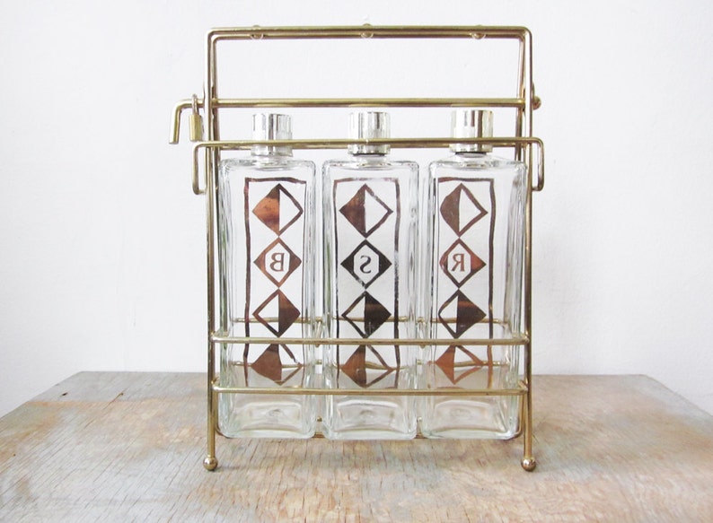 1960s liquor decanter set / mad men style liquor caddy / mid Etsy
