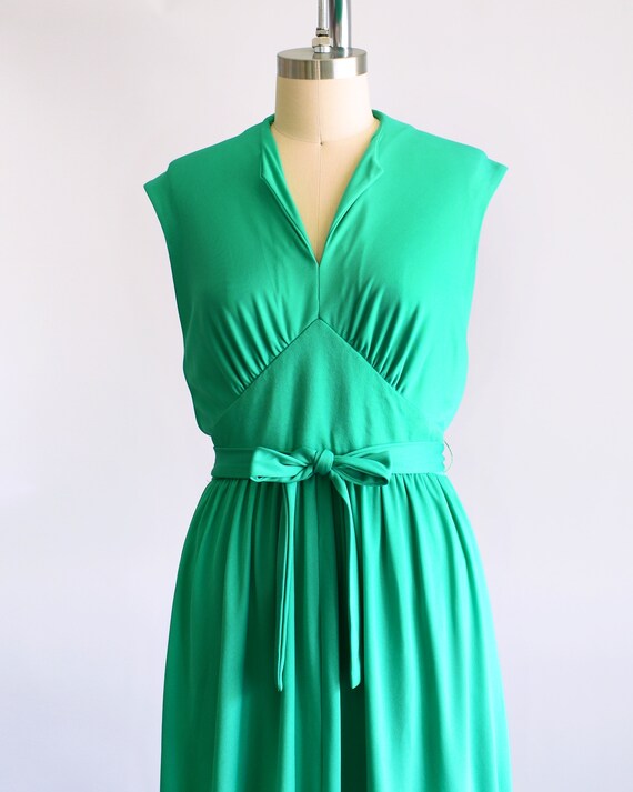 70's Green and White Floral Faux Wrap Dress by for andrade main image 0