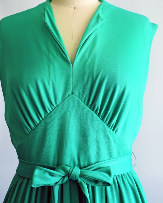 70's Green and White Floral Faux Wrap Dress by for andrade