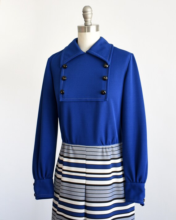 Vintage 1960s Blue Striped Mod Scooter Dress, sma… - image 5