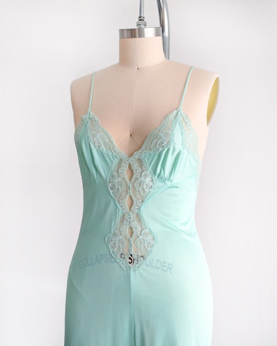 70s Mint Green Nightgown & Bed Jacket Set, Vintag… - image 7