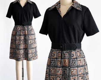 Vintage 60s Mod Dress, 1960s Geometric Scooter Dress, medium large