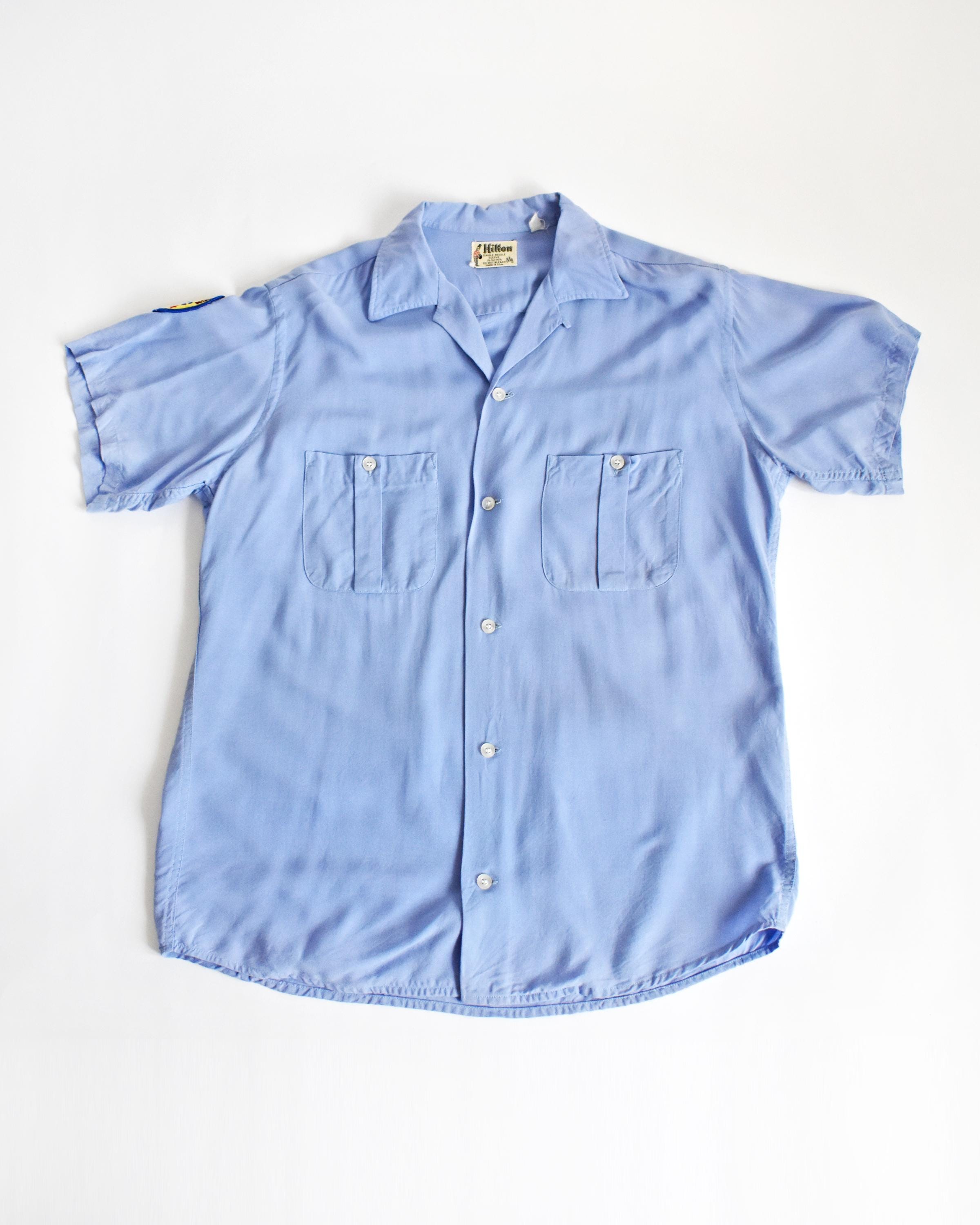 60年代ブルーヒルトンボウリングシャツ、1950年代ヴィンテージチェーン