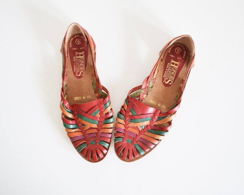 red rainbow sandals