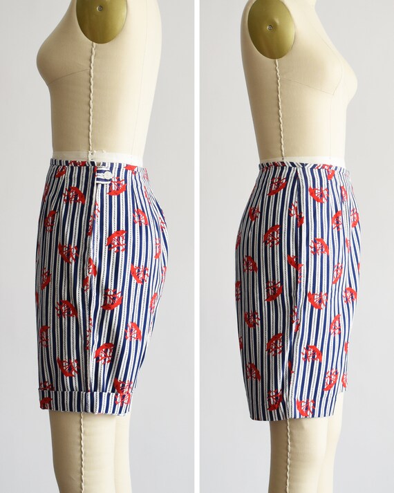 Vintage 1960s Blue & White Striped Nautical Short… - image 5