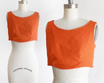 Vintage 1970s Crop Top, orange, Größe XS