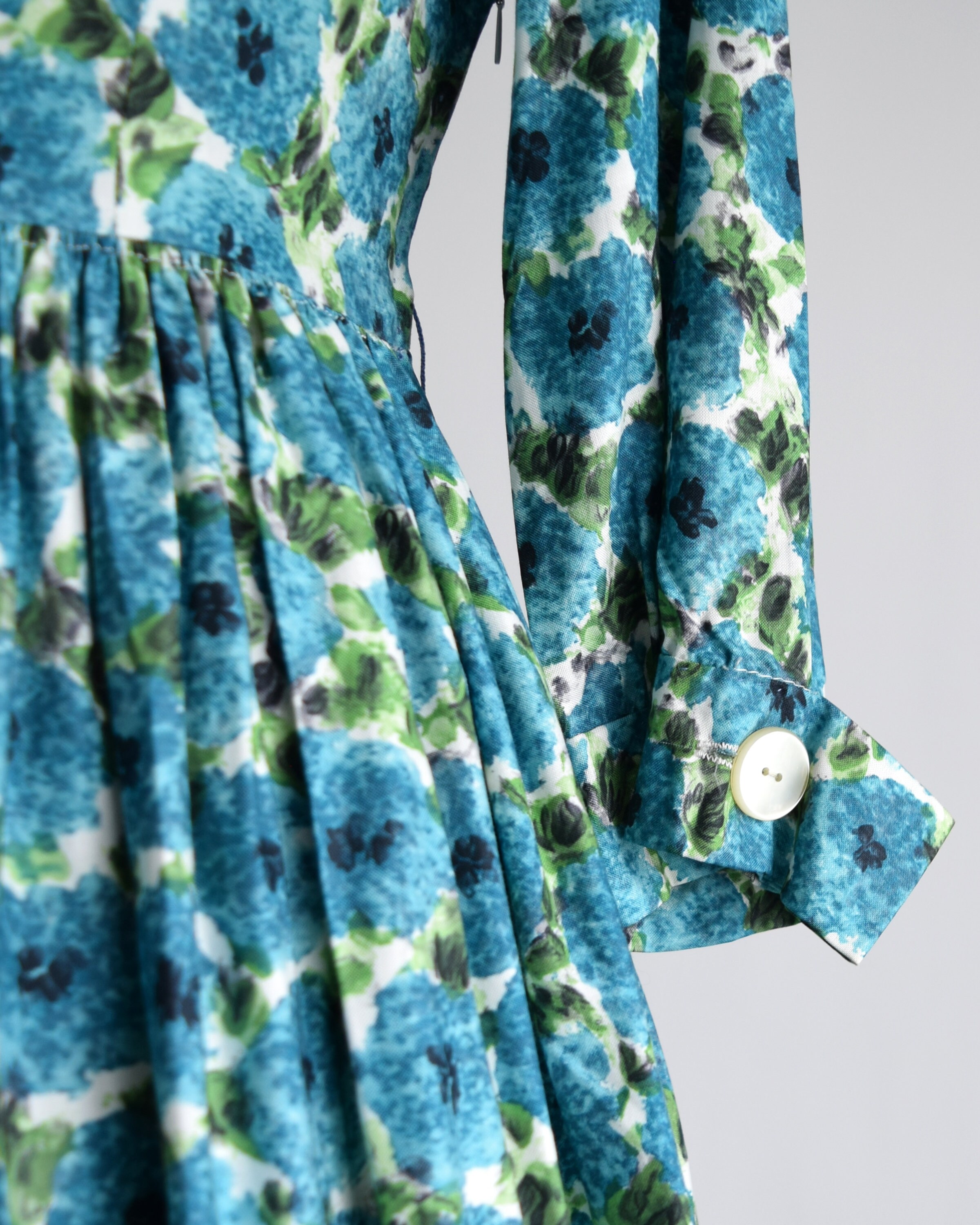 50s 60s Blue Floral Dress Vintage 1950s Dress Shawl Collar | Etsy