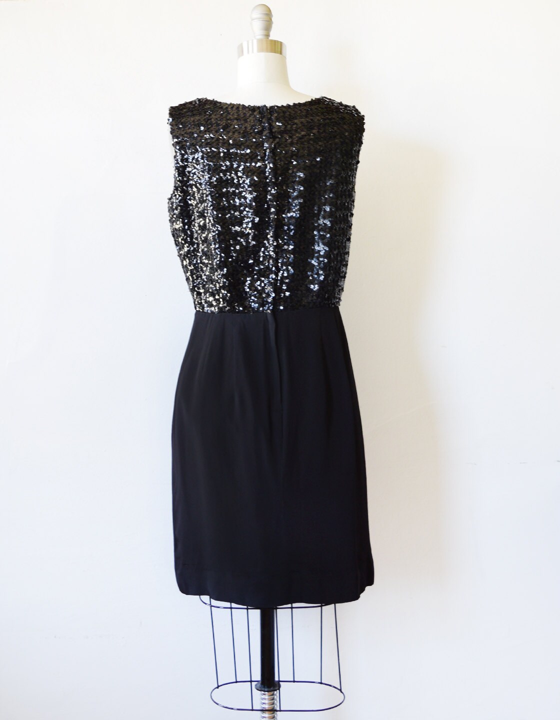 60 Black Sequin Dress Vintage 1960s Cocktail Party Dress W/ | Etsy