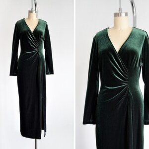 forest green velvet maxi dress