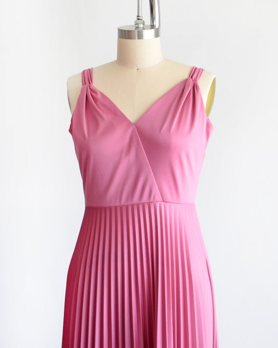 70s Dusty Pink Disco Maxi Dress, Vintage 1970s Gr… - image 5
